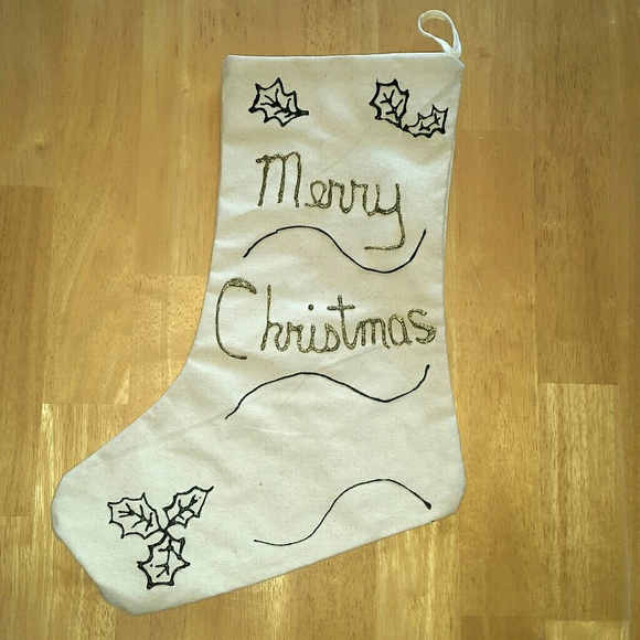 #82 Christmas Stocking Poinsettia Handmade Vintage 16" - Picture 4 of 4